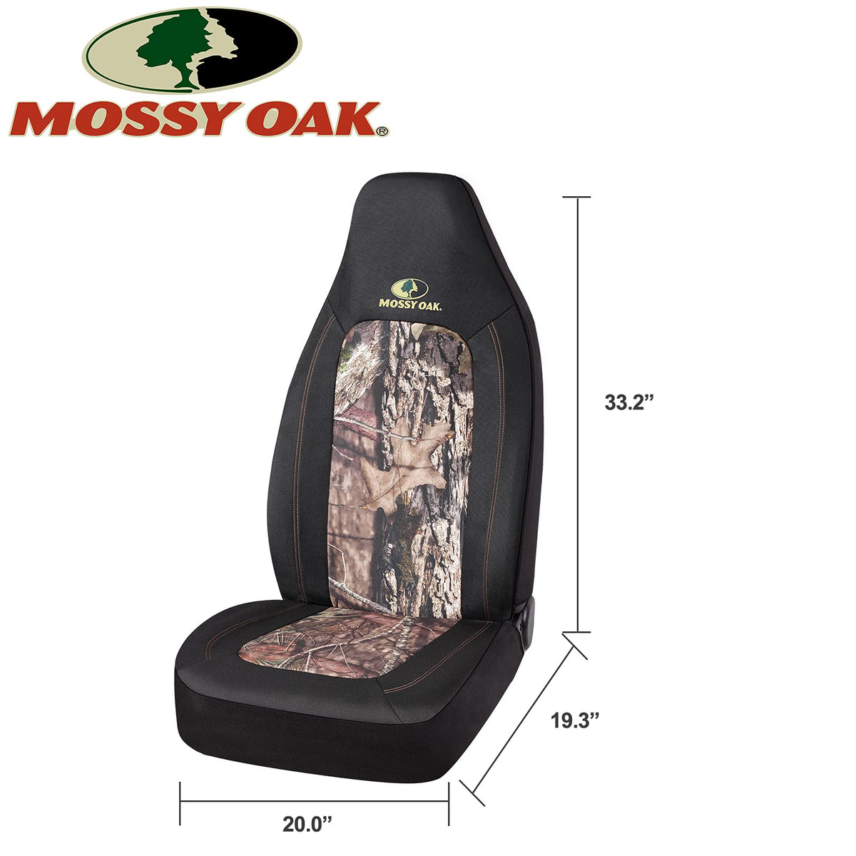 Mossy Oak size comparison next to ruler illustrating universal fit and scale
