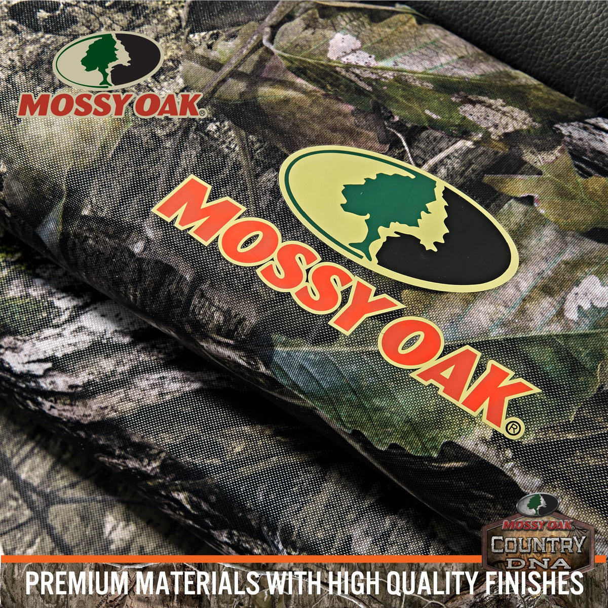 Mossy Oak elastic straps and foam backing showing secure installation