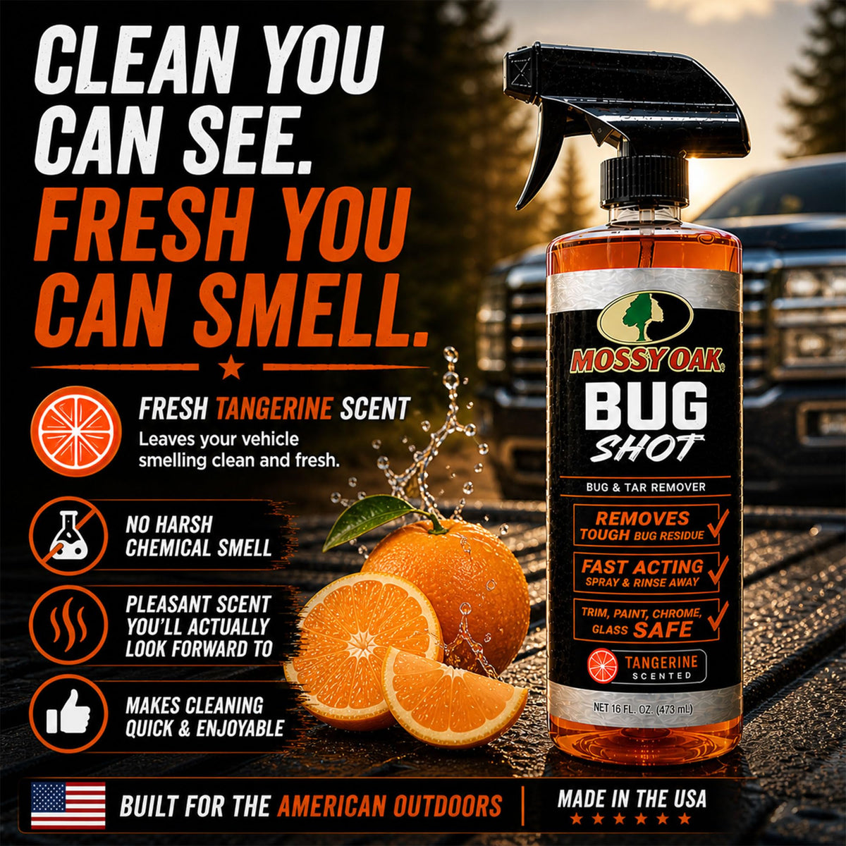 CLENZOIL Mossy Oak label and directions clear usage guidance and safety