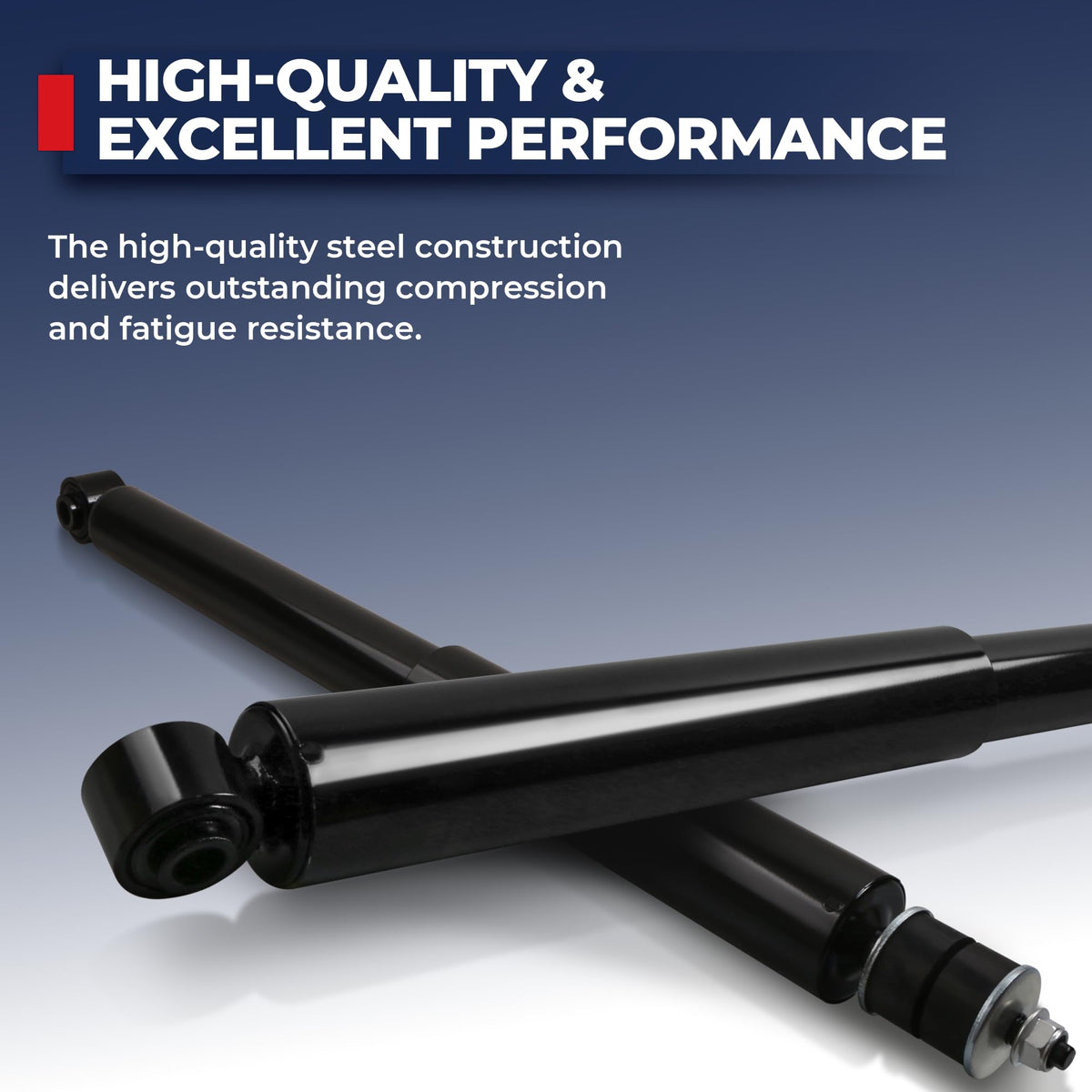 MOSTPLUS chrome piston rod close-up showing leak resistance and durability