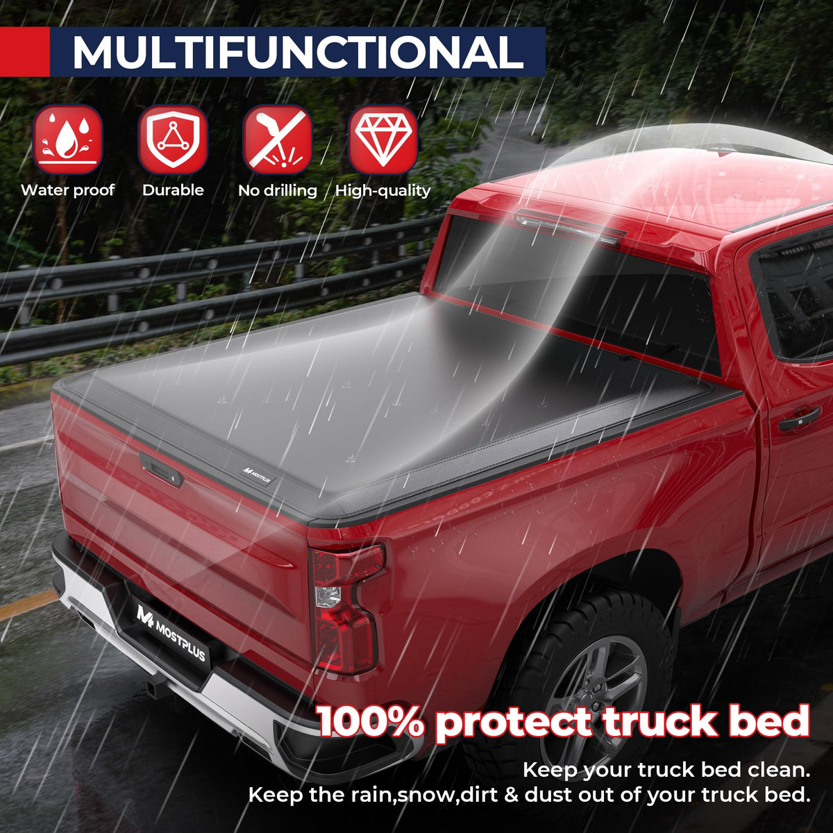 MOSTPLUS close-up of tear-resistant vinyl texture for long-lasting weather protection