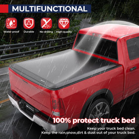 MOSTPLUS folded cover on bed illustrating compact storage and access