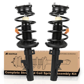 MOSTPLUS front assembly packaging showing complete strut pair and benefit of easy installation