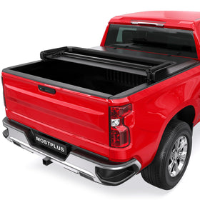 MOSTPLUS front view of tri-fold cover on truck showing clean low-profile look