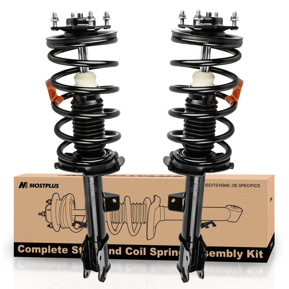 MOSTPLUS front pair assembled showing complete strut units and quick install benefit