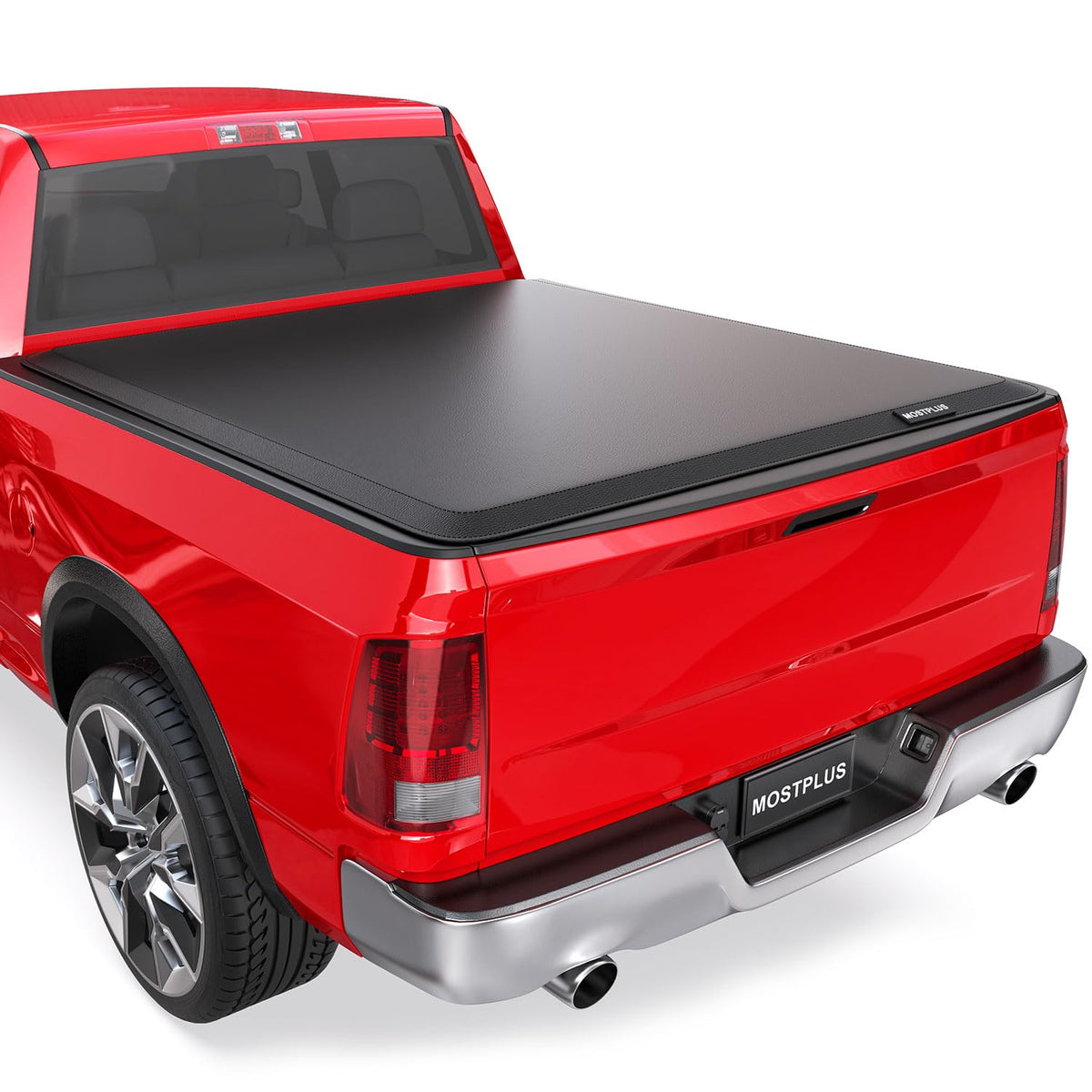 MOSTPLUS front view closed tonneau showing sleek protection and improved fuel profile