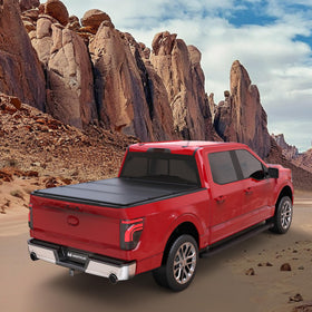 MOSTPLUS lifestyle scene parked with cargo secured and tidy truck bed