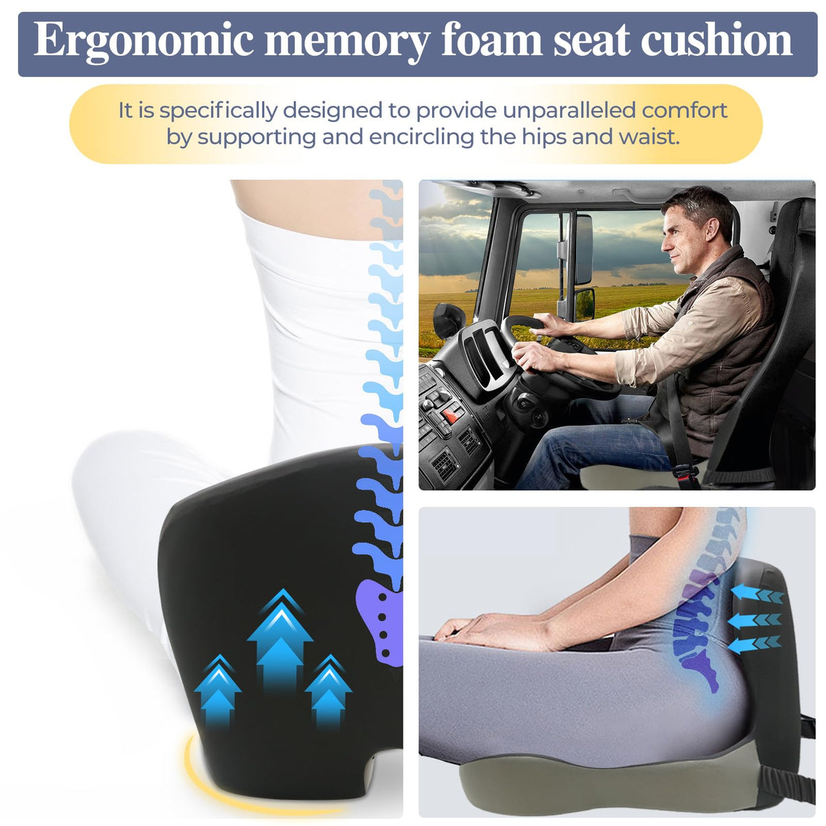 Mosxoed installed in a car seat improving posture and driving comfort