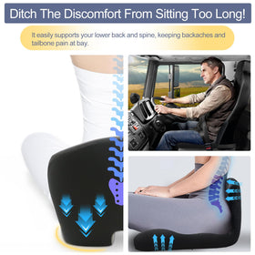 Mosxoed seat cushion on office chair illustrating added comfort for long workdays