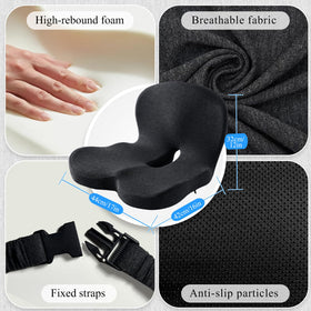 Mosxoed seat cushion side profile showing memory foam contour for improved posture