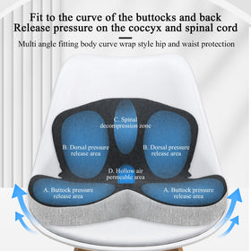 Mosxoed cushion beside a ruler displaying dimensions for proper fit guidance