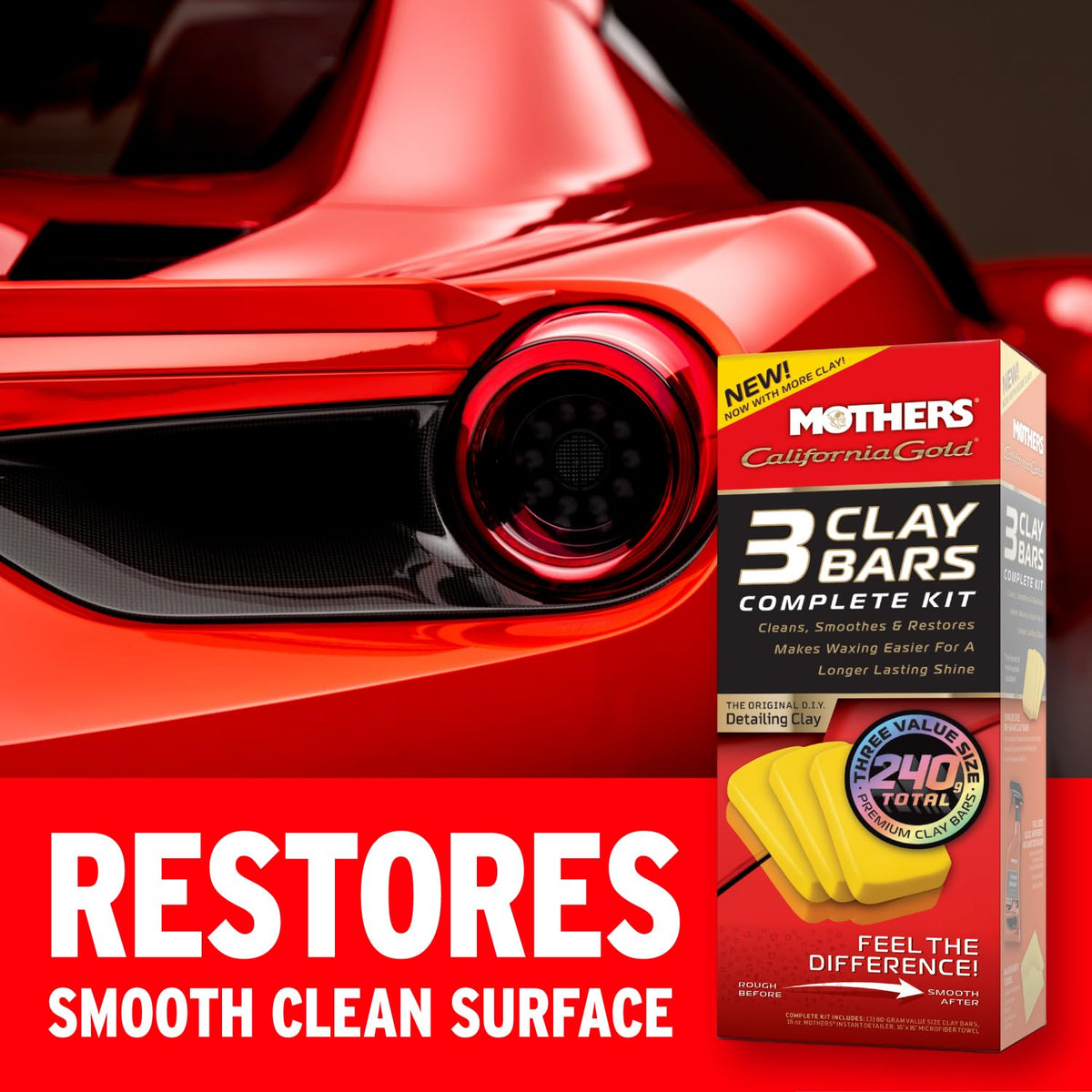Mothers clay bar 80g close-up showing pliable texture for safe decontamination
