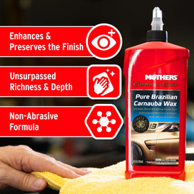 Mothers close-up carnauba texture illustrating premium paste for glossy depth