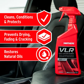 Mothers foam being applied on vinyl showcasing quick cleaning and conditioning benefit