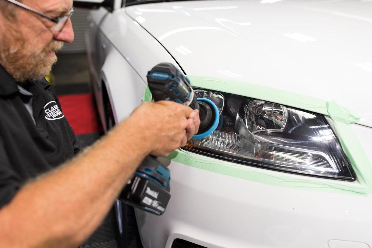 Mothers NuLens kit in use on vehicle demonstrating fast, controlled restoration
