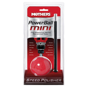 Mothers PowerBall Mini front view showing compact polishing head and benefit of tight-access polishing