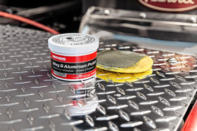 Mothers container stored on garage shelf showing professional supply