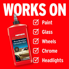 Mothers wax on polished panel revealing enhanced reflectivity and clarity