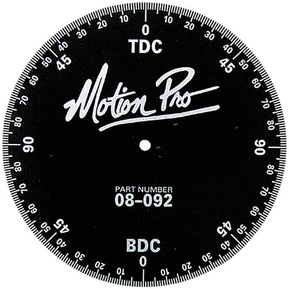 Motion Pro degree wheel front view showing clear graduations for precise timing