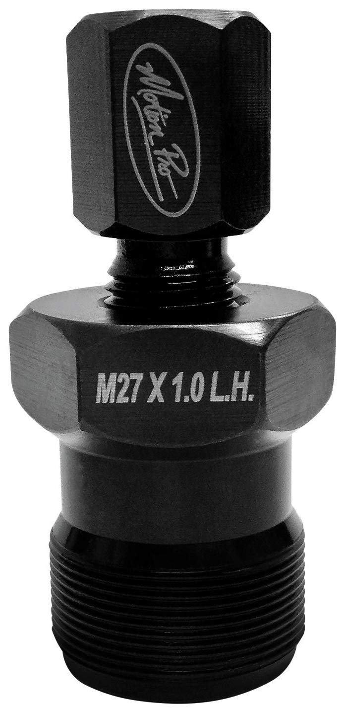 Motion Pro puller close-up of forcing bolt and heat-treated finish for durability