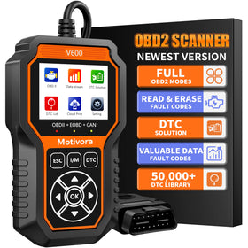 Motivora V600 back panel with OBD2 connector demonstrating easy hookup