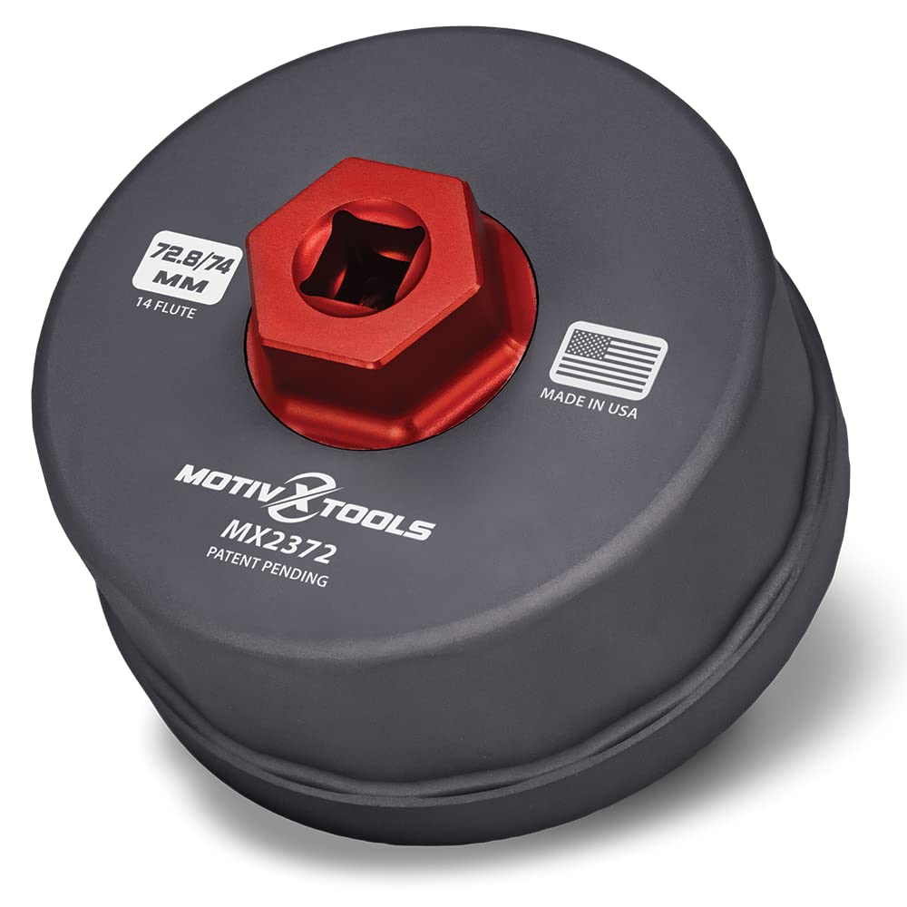 Motivx Tools stamped size label showing 72.8mm and 74mm for fast identification