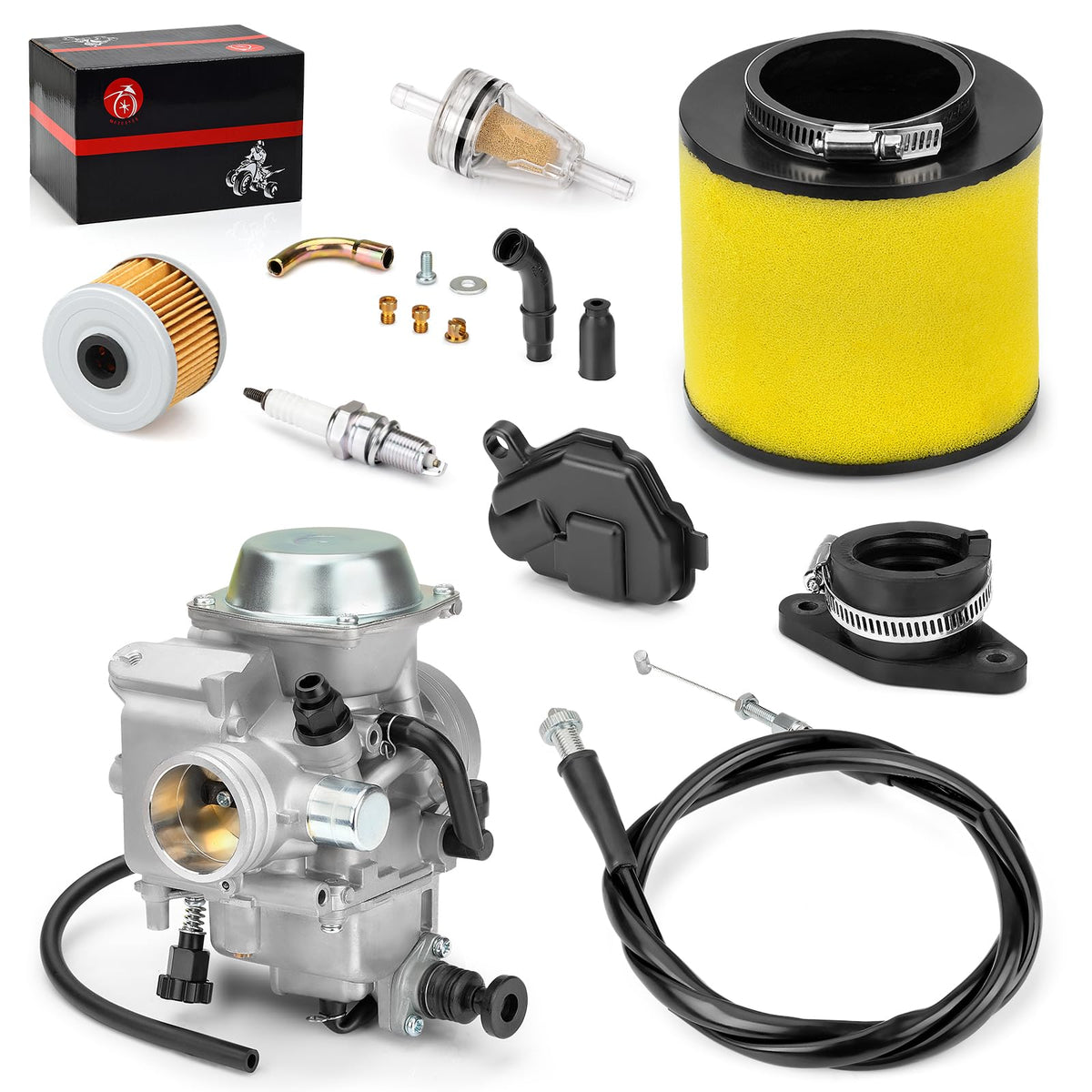 MOTO1988 carburetor front view showing fitment and clean machining for reliable replacement