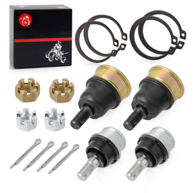 MOTO1988 front view of packaged ball joint kit showing OEM numbers and fitment benefits
