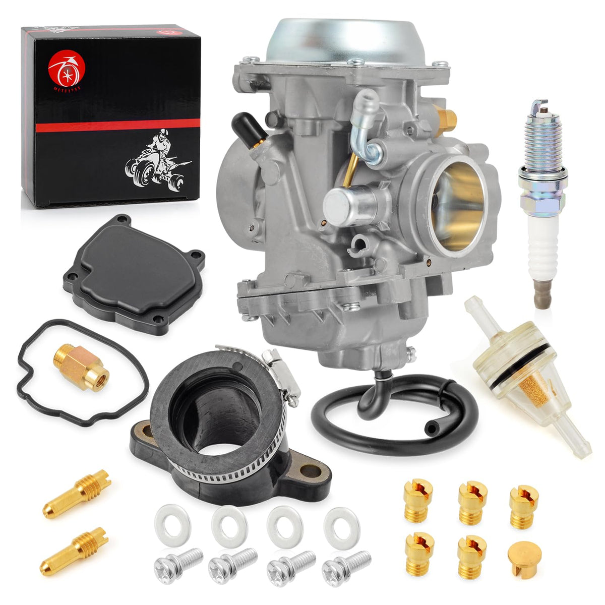 MOTO1988 front view of carburetor and manifold showing fit and alignment benefits