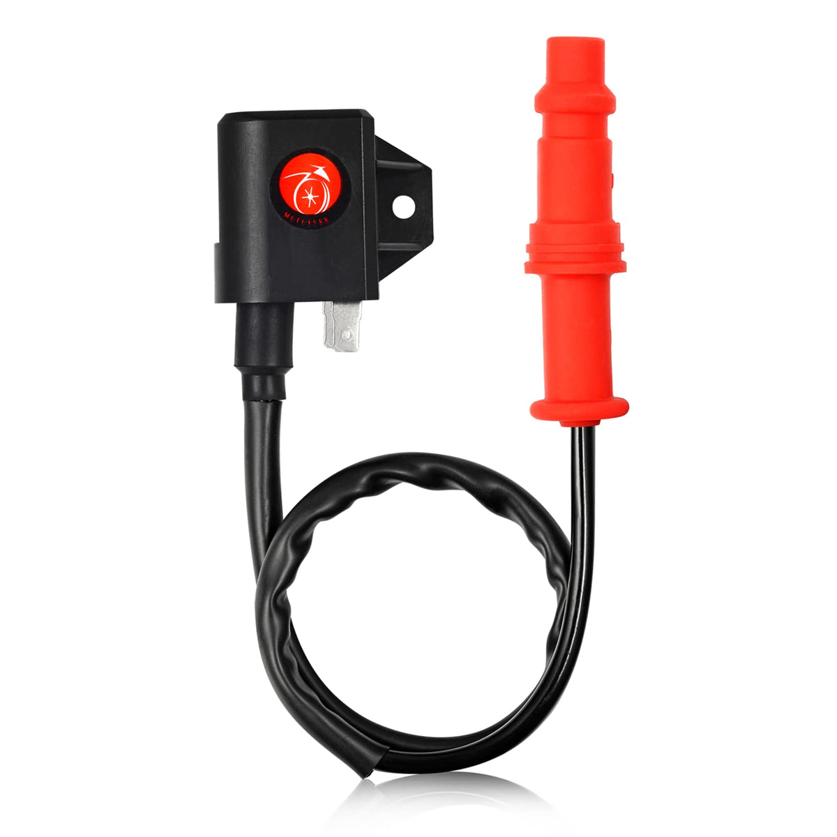 MOTO1988 ignition coil close-up showing robust build and improved reliability