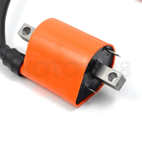 MOTO1988 ignition coil detail showing winding and mounting points for durable spark delivery