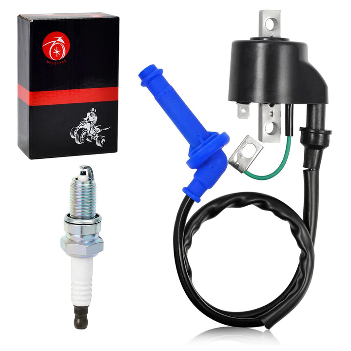 MOTO1988 ignition coil front view showing fit and OEM-style connector for reliable spark