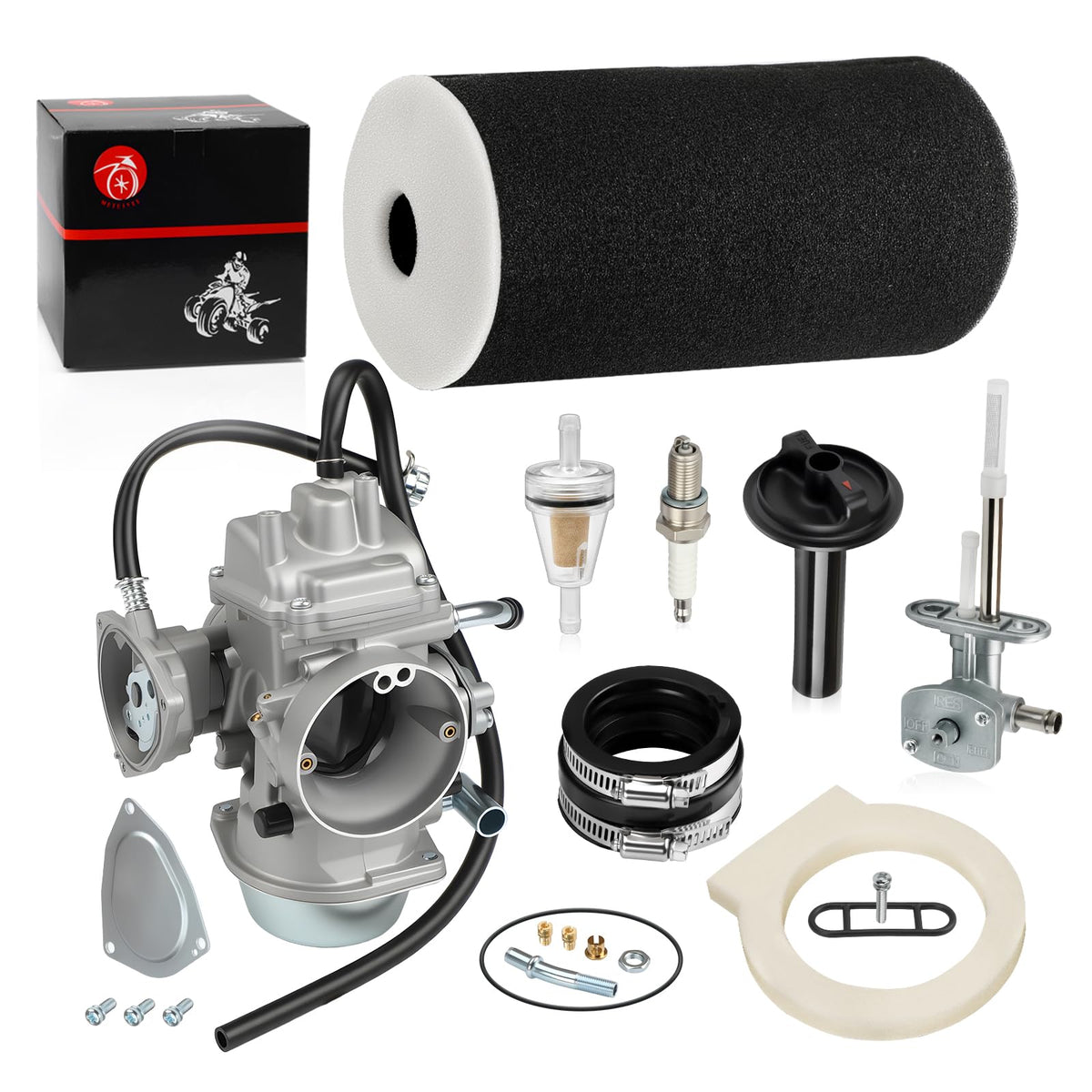 MOTO1988 carburetor and manifold installed on Yamaha Grizzly 660 showing correct fitment