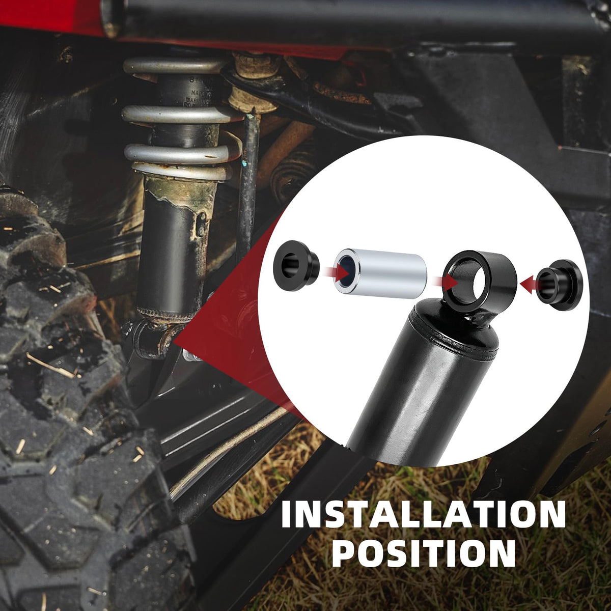 MOTO1988 installed on front shock demonstrating improved mount stability on Ranger