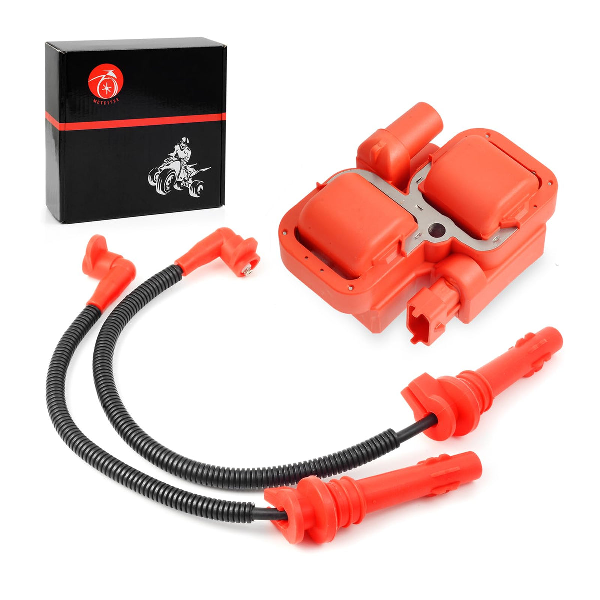 MOTO1988 kit layout with coil and two plug wires showing included parts