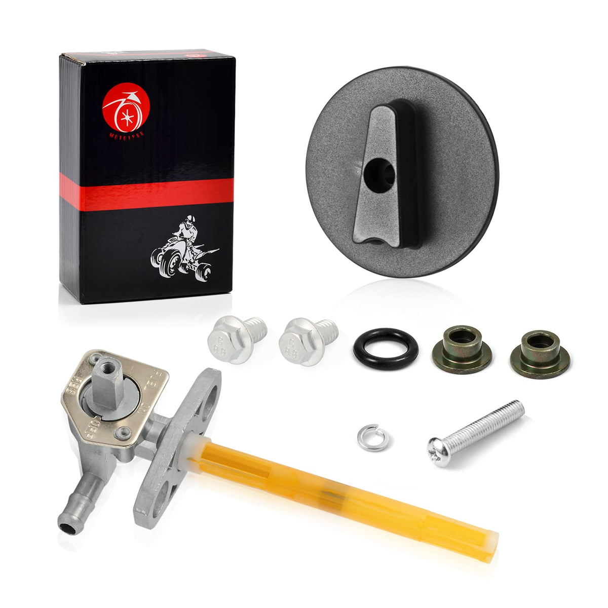 MOTO1988 petcock with O-ring and components displayed for quick replacement