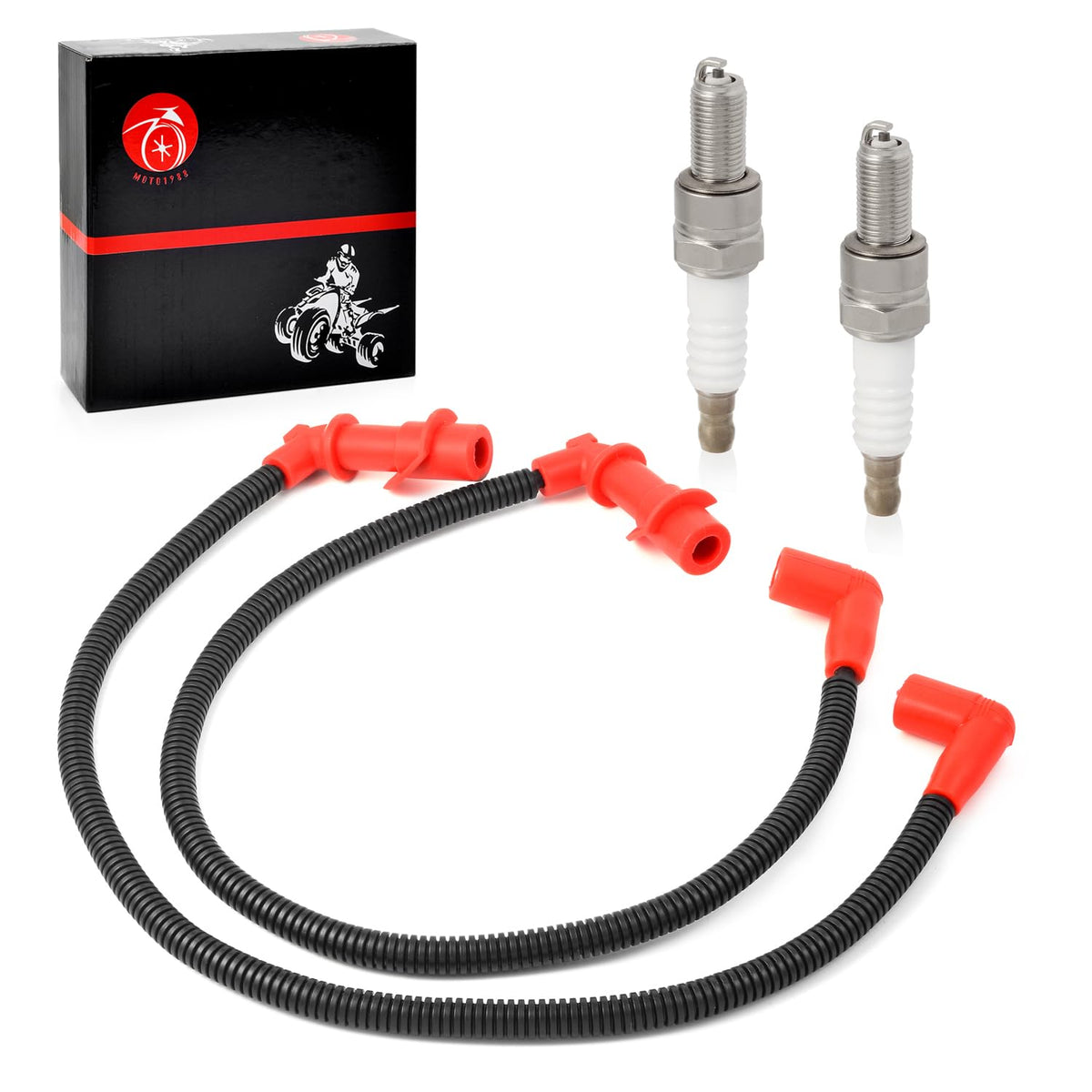 MOTO1988 spark plug electrode closeup highlighting clean tip for consistent ignition