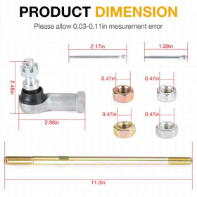 MOTO1988 tie rod ends beside ruler showing dimensions for correct replacement