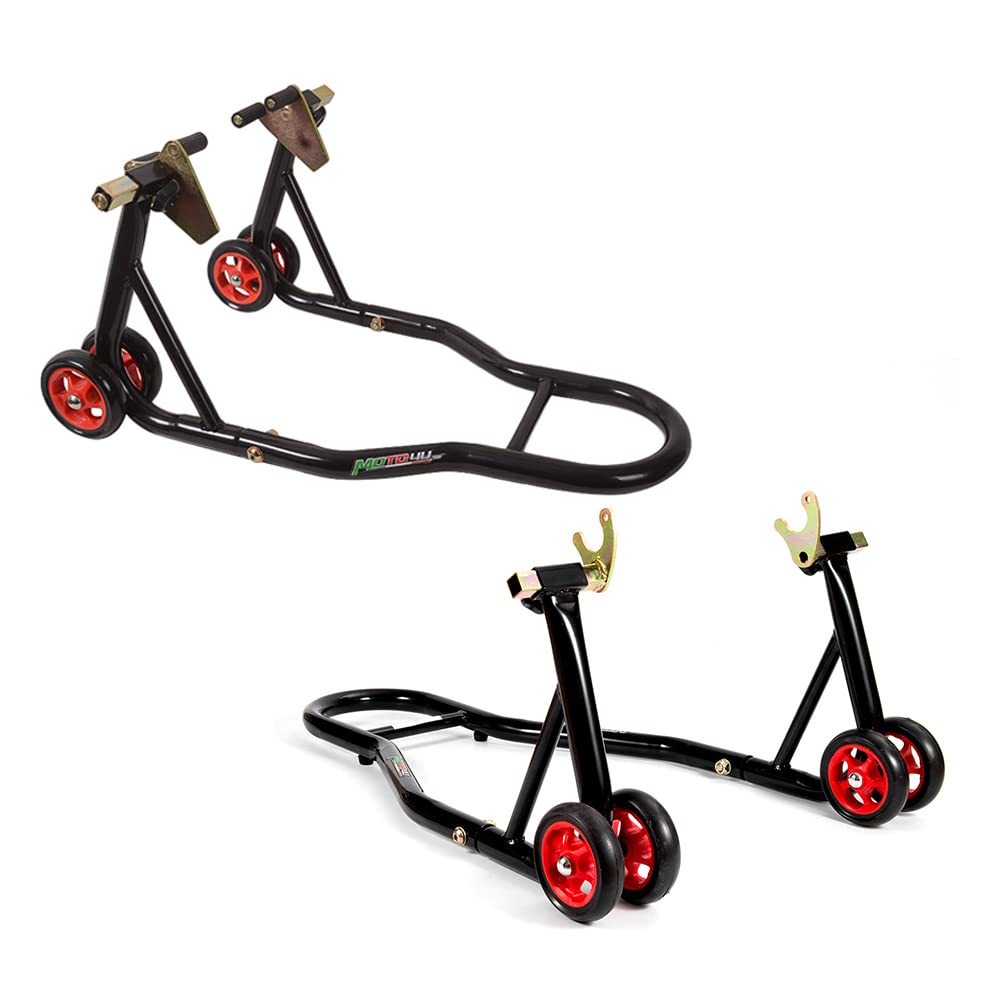MOTO4U scale comparison with bike showing fit and space-saving storage