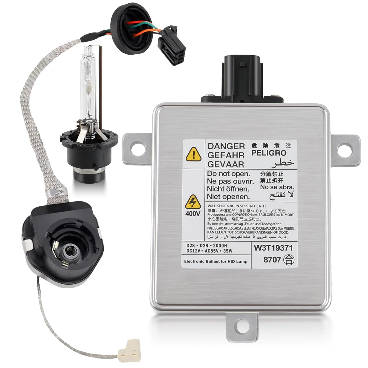 MOTOALL ballast front view showing connectors and mounting points for quick fit