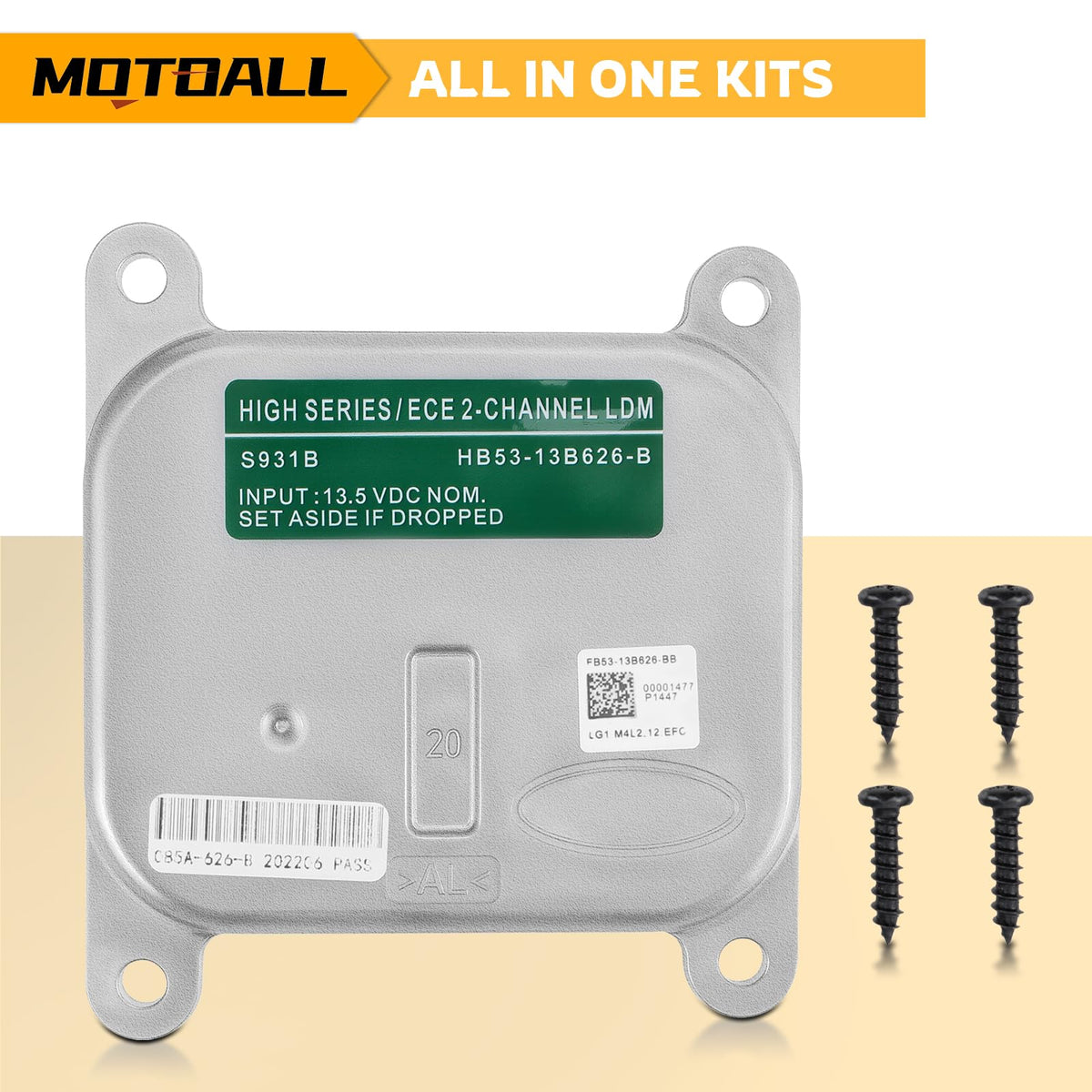 MOTOALL ballast packaging and label showing product ID and fitment reassurance
