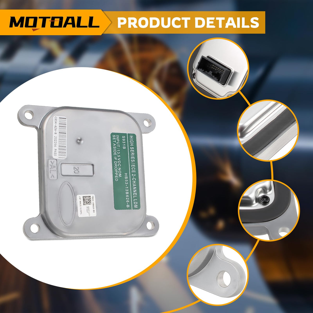 MOTOALL ballast wiring harness detail showing durable leads and insulation