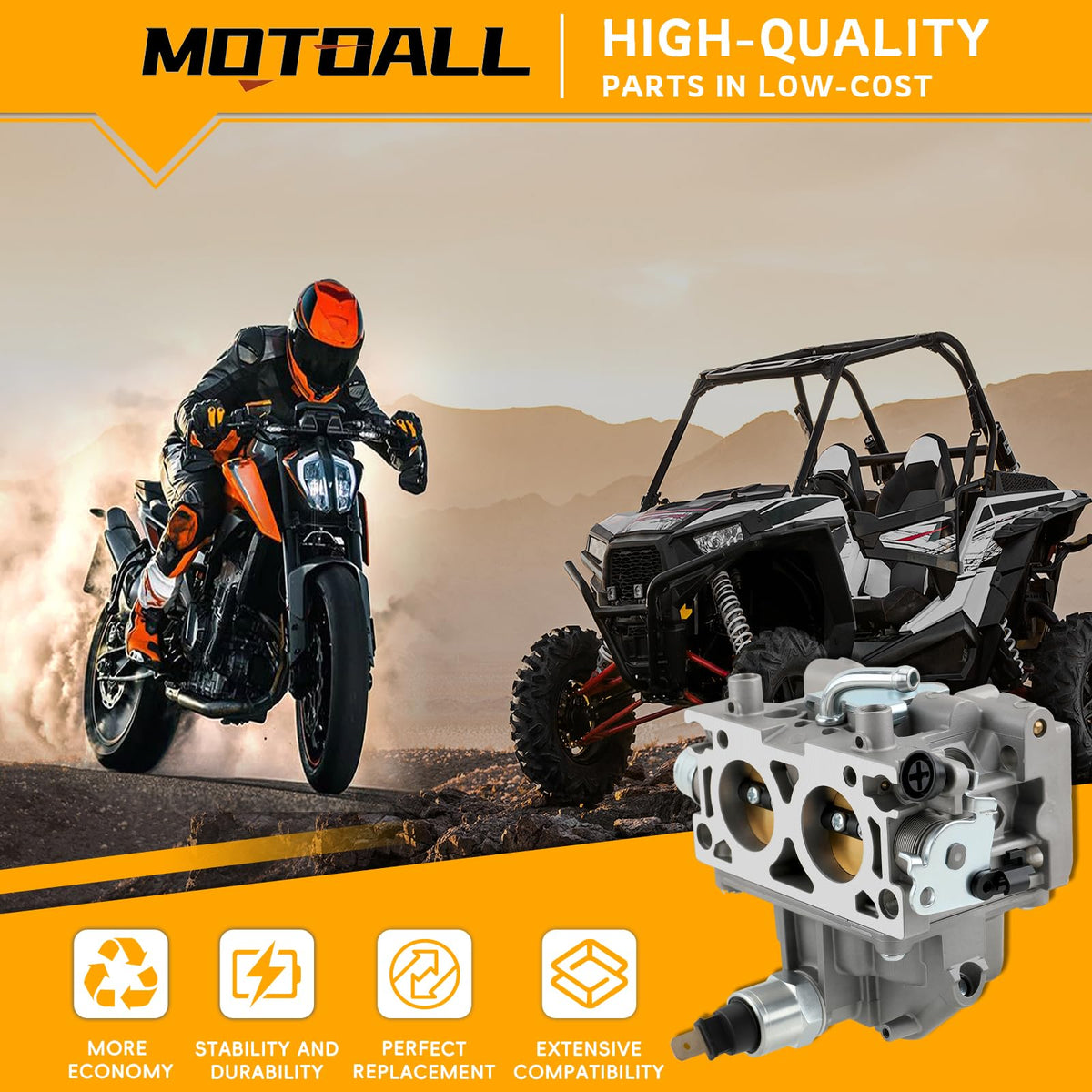 MOTOALL carburetor rear detail highlighting fuel inlet and mounting surface for correct alignment