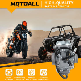 MOTOALL close-up of carburetor throttle body showing precision finish and improved response