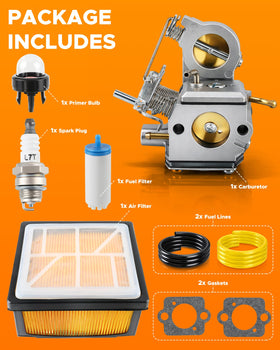 MOTOALL carburetor packaging and label showing product ID and ready-to-install benefit
