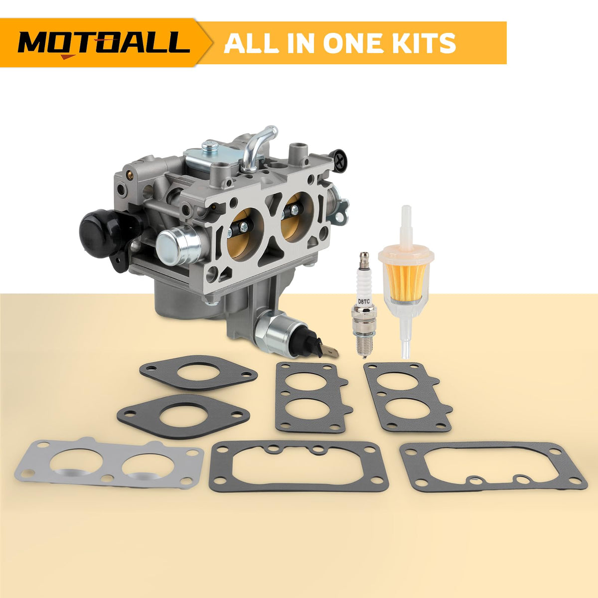 MOTOALL carburetor beside ruler for scale to confirm correct dimensions before purchase