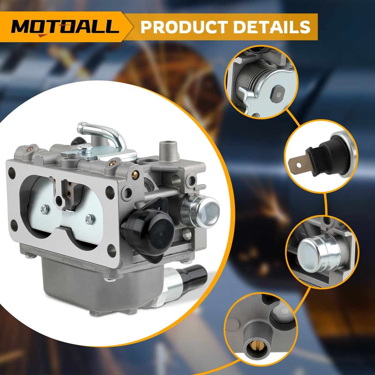 MOTOALL carburetor close-up of throttle connection for straightforward installation and control