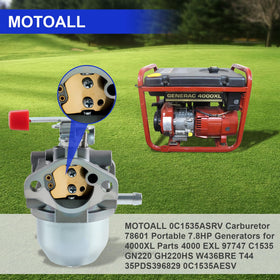 MOTOALL carburetor top detail highlighting throttle and choke linkage benefit