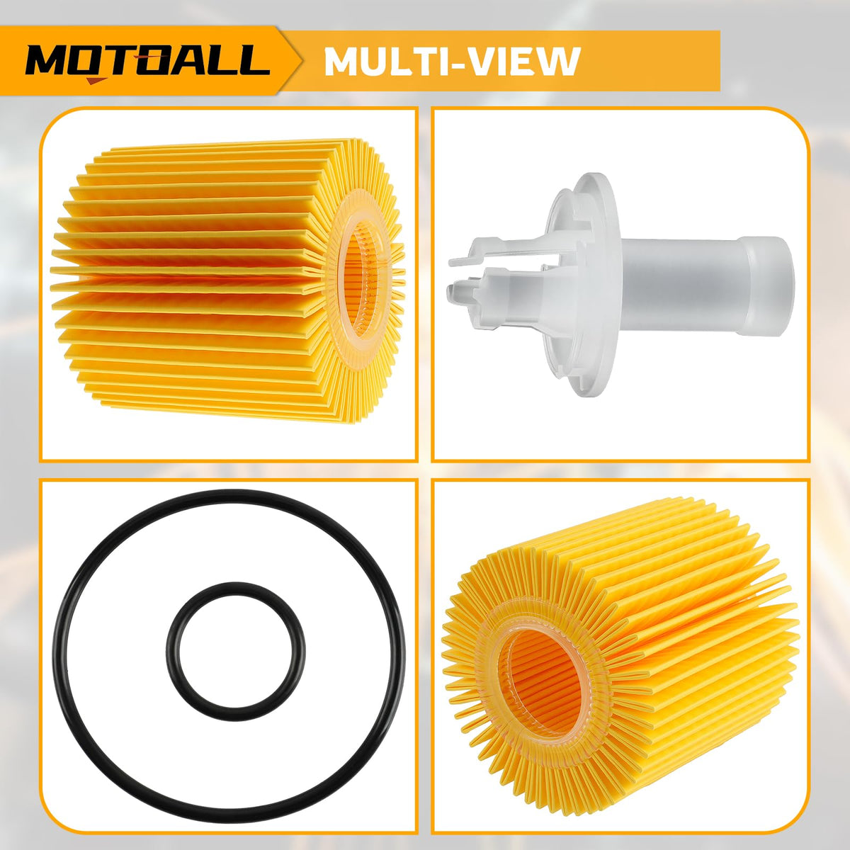 MOTOALL side profile of filter indicating compact, OEM-style shape