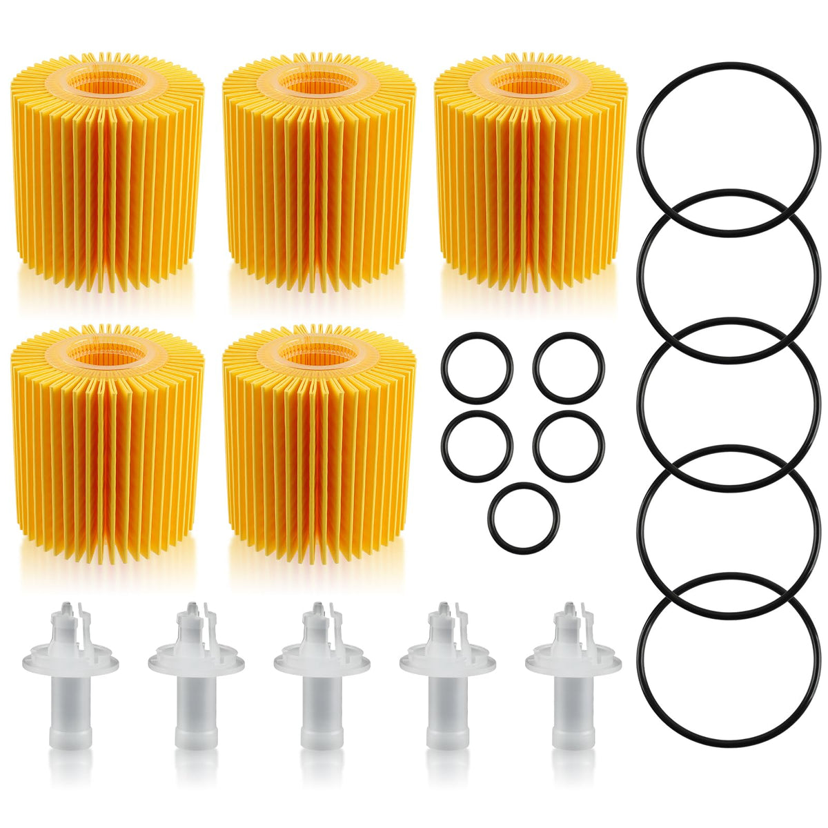 MOTOALL front packaging showing five filters and packing protection benefit